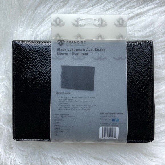 🆕 Francine Black Lexington Ave Snake Sleeve iPad Mini Storage Case - Picture 2 of 7